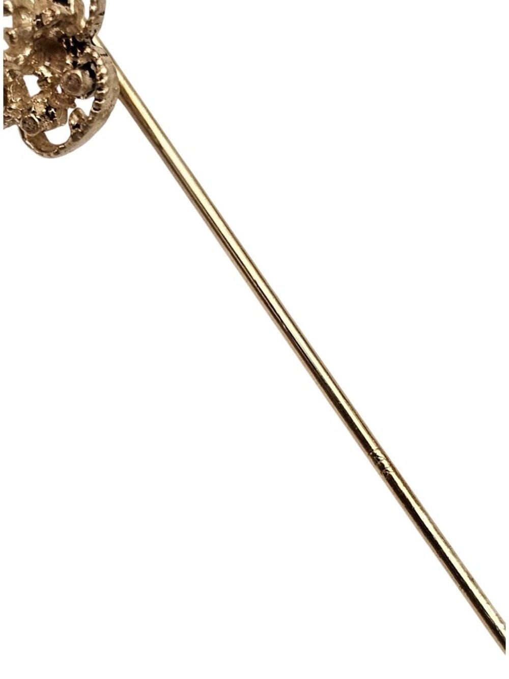 14K Yellow Gold Opal Stick Lapel Filigree Pin J798 - Picture 5 of 9